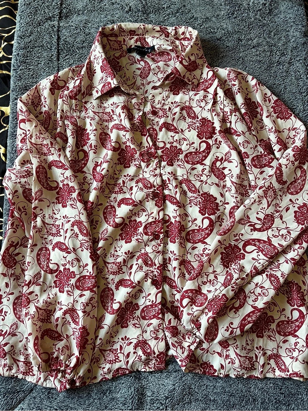 alyeska Paisley Print Jacket in Cream & Red Size XL